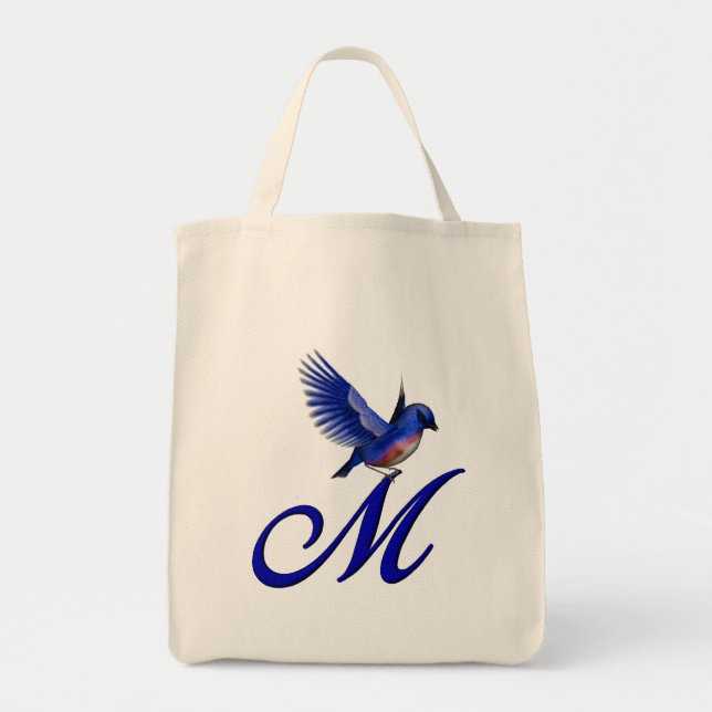 Bluebird Monogram Initial Tragetasche (Vorne)