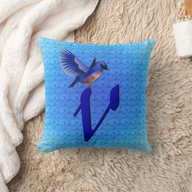 Bluebird Monogram Initial V Kissen (Decke)