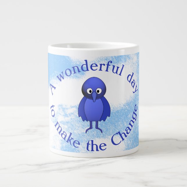 Bluebird-Motivation Jumbo-Tasse (Vorderseite)