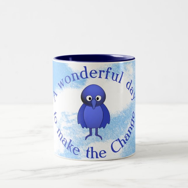 Bluebird-Motivation Zweifarbige Tasse (Mittel)