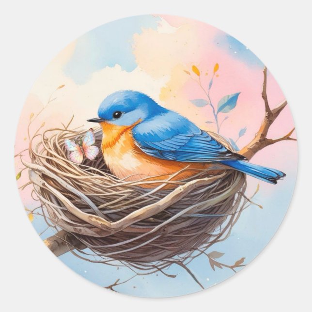 Bluebird Nest Envelope Seal |Soft Pastel Stickers (Vorderseite)