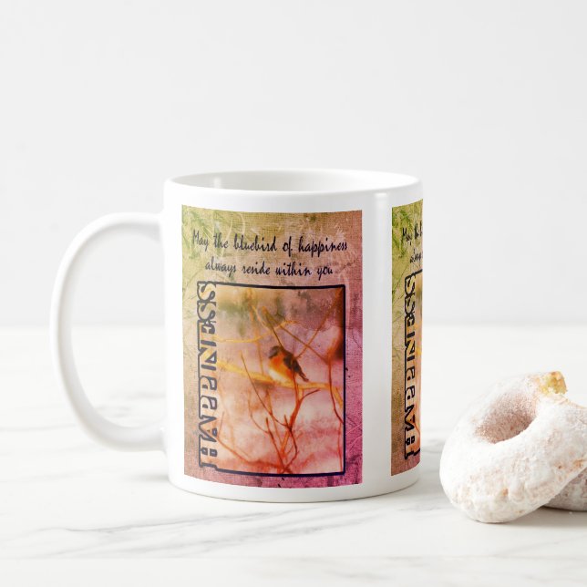 Bluebird of Happiness Art Inspiration Kaffeetasse (Mit Donut)