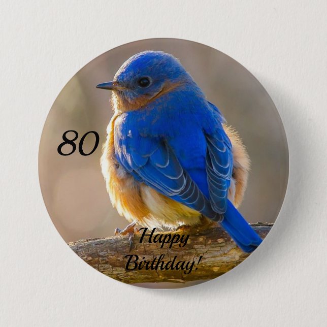 Bluebird of Happiness Birthday Button (Vorderseite)