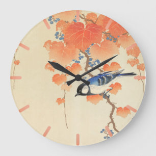 Bluebird on a Paulownia Tree Große Wanduhr