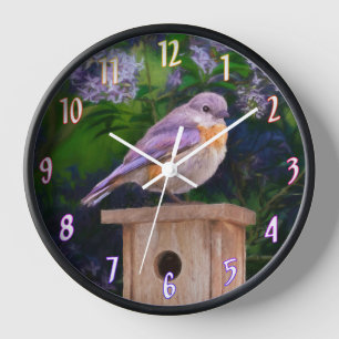 Bluebird on Birdhouse (Female Painting - Original Uhr