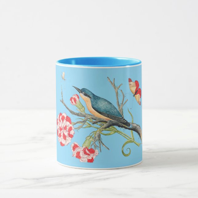 Bluebird on carnations tasse (Zentrum)