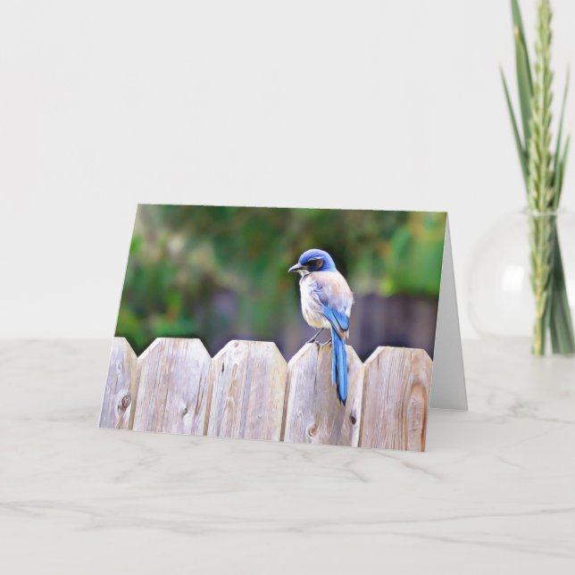Bluebird on Fence Scripture Card Psalm 91:2 Karte (Vorderseite)