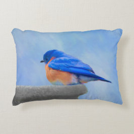 Bluebird Painting - Original Bird Art Dekokissen