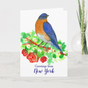 Bluebird-Rote Rosen-Grüße aus New York Karte