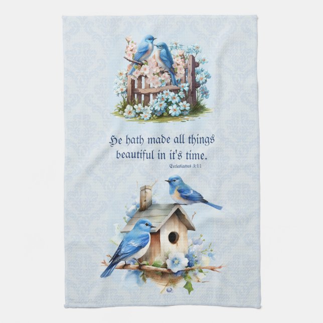 Bluebird Scripture Handtuch Birdhouse Ecclesiastes (Vertikal)