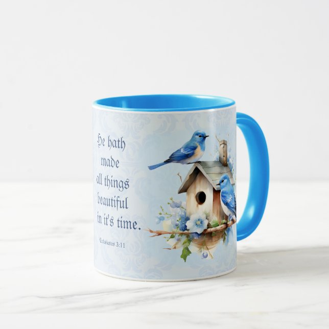 Bluebird Scripture Tasse Birdhouse Ecclesiastes (VorderseiteRechts)