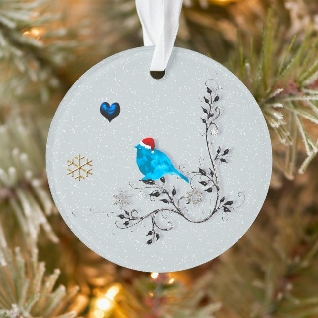 Bluebird sieht Weihnachts-Herz 2 Ornament (Von Creator hochgeladen)