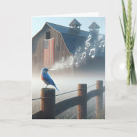 Bluebird singt in Morgennebel
