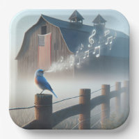 Bluebird singt in Morgennebel