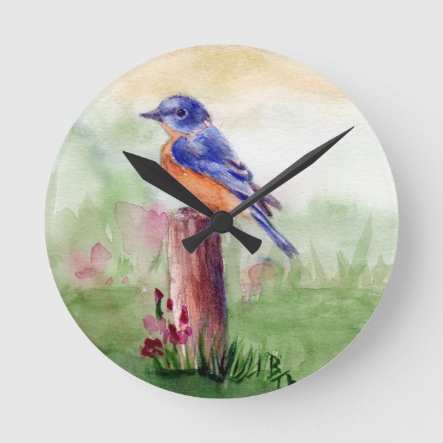 Bluebird Song Wall Clock Runde Wanduhr (Vorderseite)