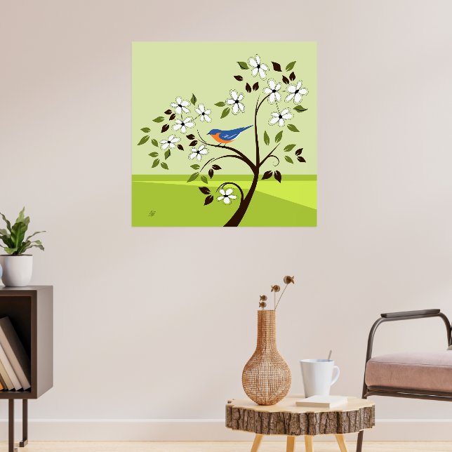 Bluebird Spring Landschaft Poster (Wohnzimmer 3)