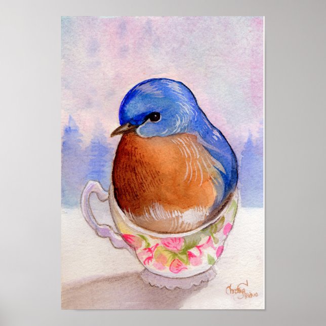 Bluebird Teacup Poster (Vorne)