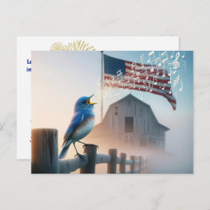 Bluebird und American Flag Vielen Dank Postkarte