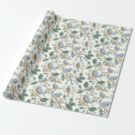 Bluebird und Blueberries Gemustert Geschenkpapier