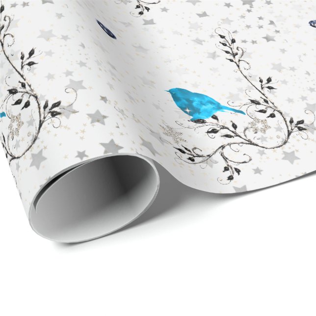 Bluebird und Herz Geschenkpapier (Rolleneckpunkt)