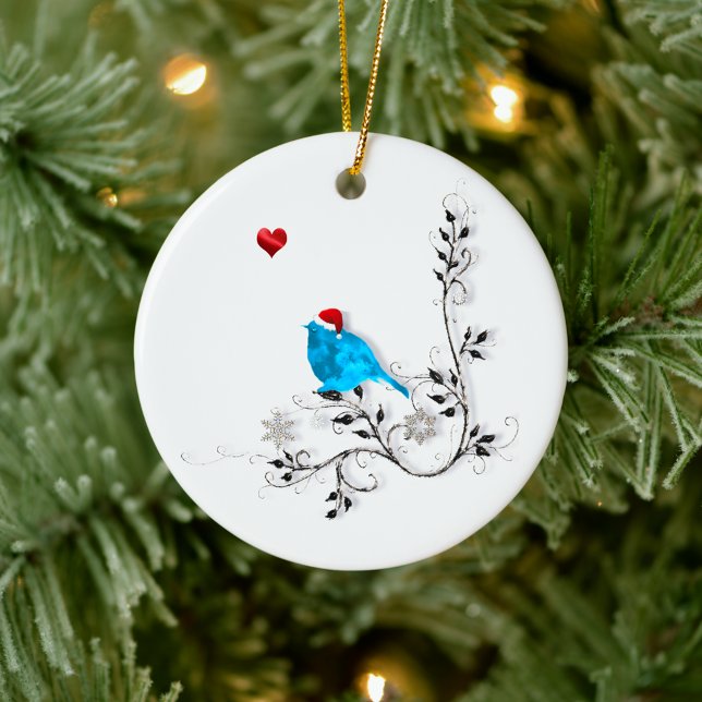 Bluebird und Herz! Keramik Ornament (Von Creator hochgeladen)