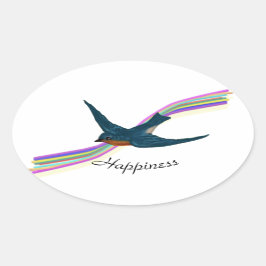 Bluebird und Regenbogen, Glück Ovaler Aufkleber
