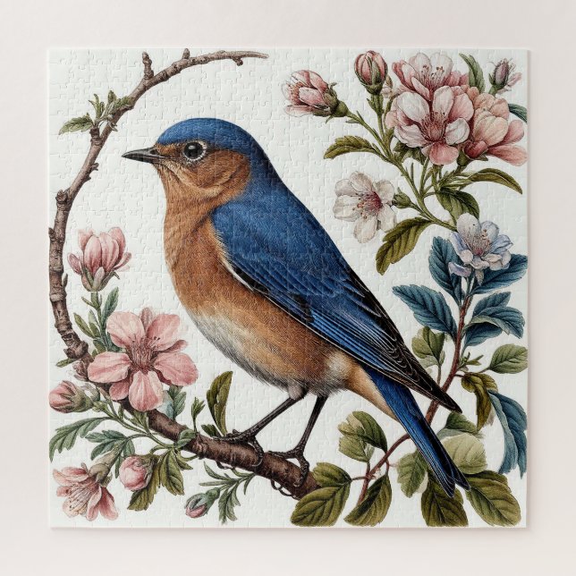 Bluebird unter blühenden Blume Puzzle (Vertikal)