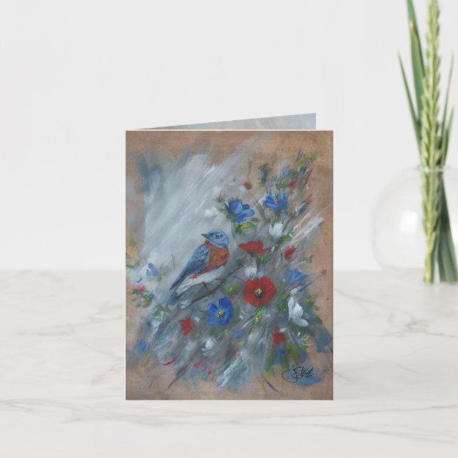 Bluebird USA - handgemalt Karte (Vorderseite)