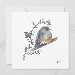 Bluebird Watercolor Berries Grüne Kunst