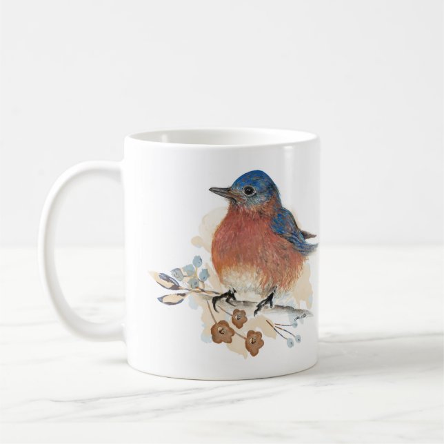 Bluebird Watercolor Farbige Stifte Kunst Kaffeetasse (Links)