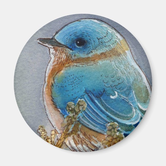 Bluebird Watercolor Magnet (Vorne)