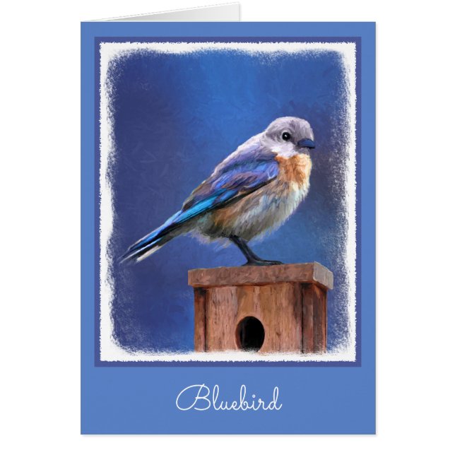 Bluebird (weibliche Malerei) - Original Bird Art (Vorne)
