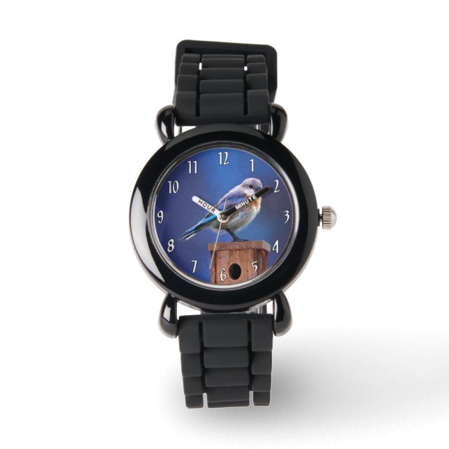 Bluebird (weibliche Malerei) - Original Bird Art Armbanduhr (Vorderseite)