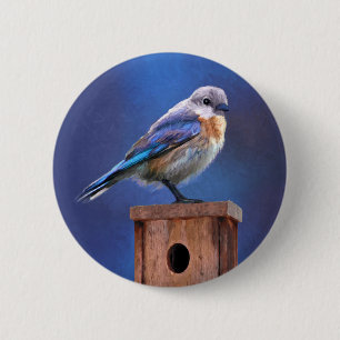 Bluebird (weibliche Malerei) - Original Bird Art Button