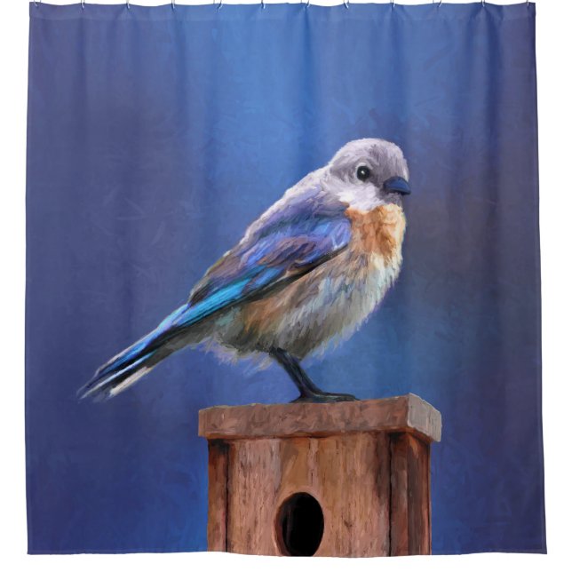 Bluebird (weibliche Malerei) - Original Bird Art Duschvorhang (Vorderseite)