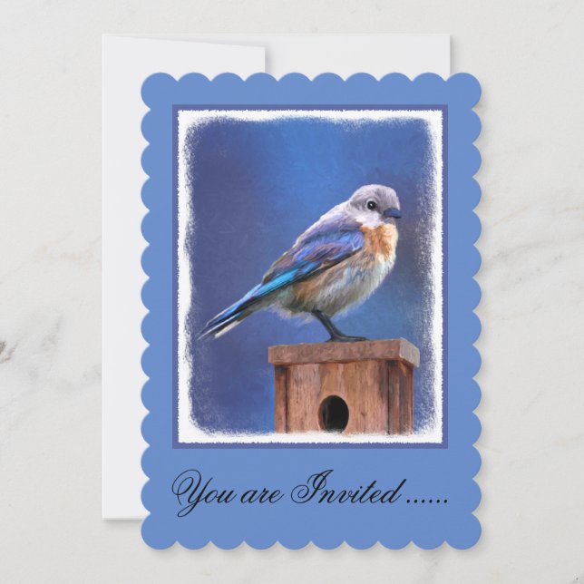 Bluebird (weibliche Malerei) - Original Bird Art Einladung (Vorderseite)