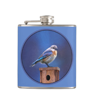 Bluebird (weibliche Malerei) - Original Bird Art Flachmann