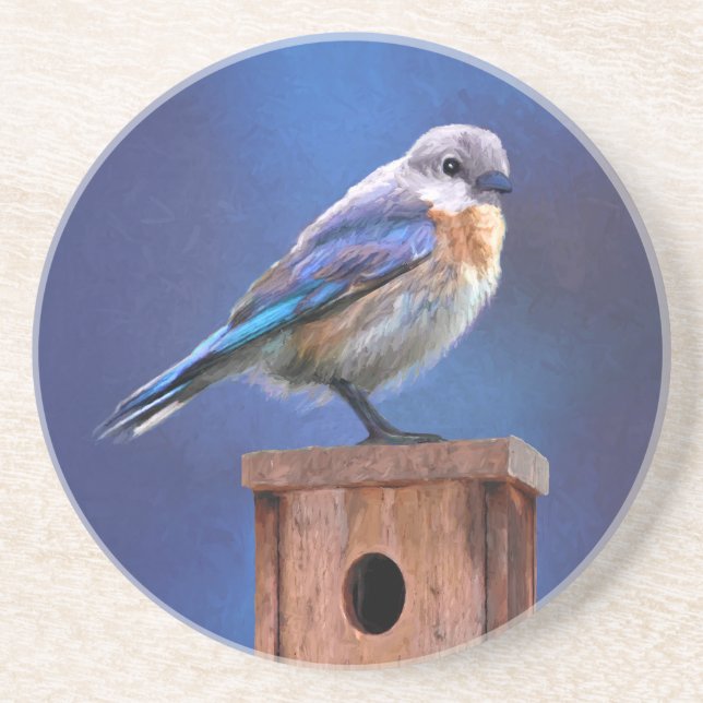 Bluebird (weibliche Malerei) - Original Bird Art Getränkeuntersetzer (Vorne)