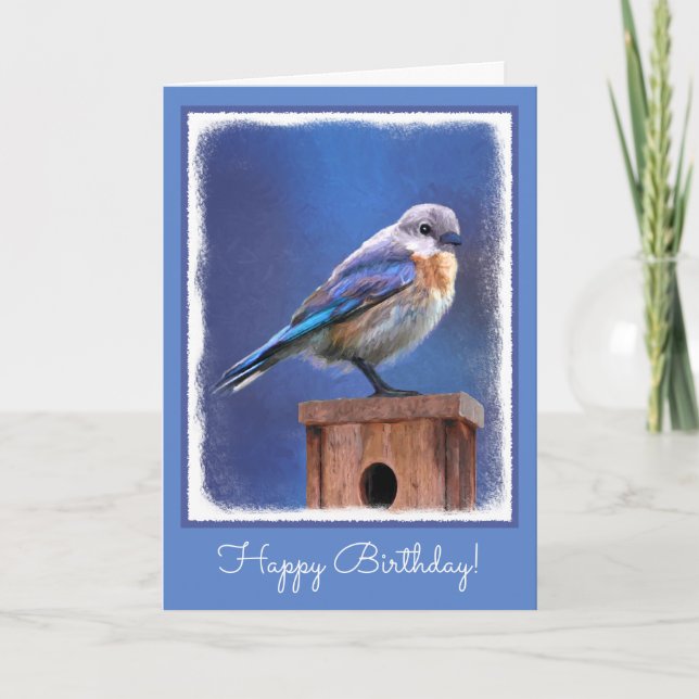 Bluebird (weibliche Malerei) - Original Bird Art Karte (Vorderseite)