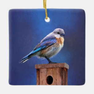 Bluebird (weibliche Malerei) - Original Bird Art Keramikornament