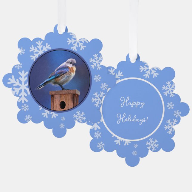 Bluebird (weibliche Malerei) - Original Bird Art Ornament Karte (Vorderseite/Rückseite)