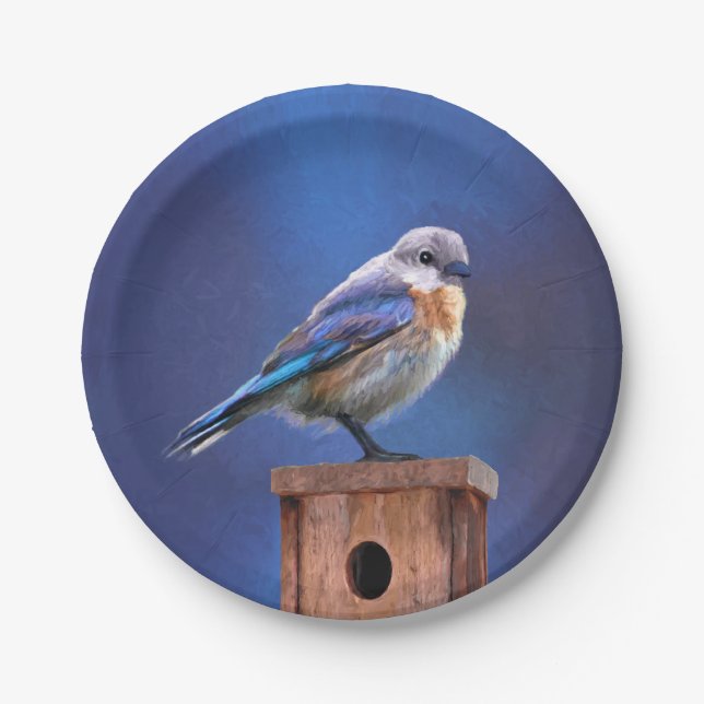 Bluebird (weibliche Malerei) - Original Bird Art Pappteller (Vorderseite)
