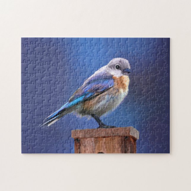 Bluebird (weibliche Malerei) - Original Bird Art Puzzle (Horizontal)