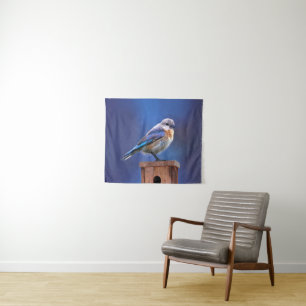 Bluebird (weibliche Malerei) - Original Bird Art Wandteppich