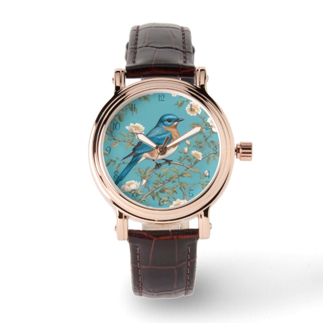 Bluebird William Morris Inspiriert Türkis Armbanduhr (Vorderseite)