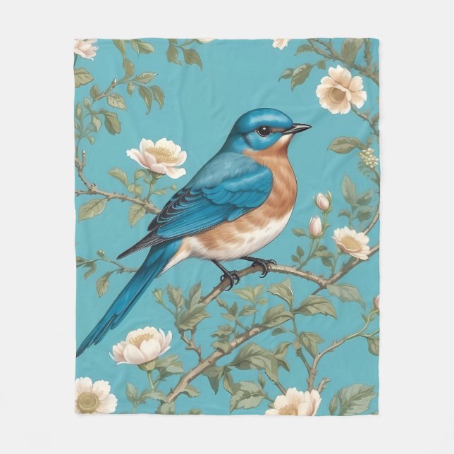 Bluebird William Morris Inspiriert Türkis Fleecedecke (Vorderseite)