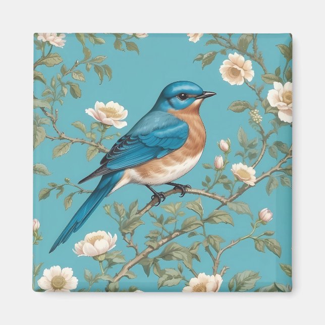 Bluebird William Morris Inspiriert Türkis Magnet (Vorne)