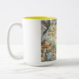 Bluebirds and Rabbits in a Dream Garden Zweifarbige Tasse