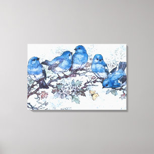 Bluebirds auf Kirschblossom Leinwanddruck