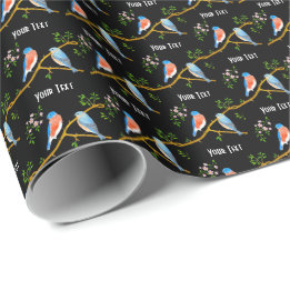 Bluebirds Black Geschenkpapier
